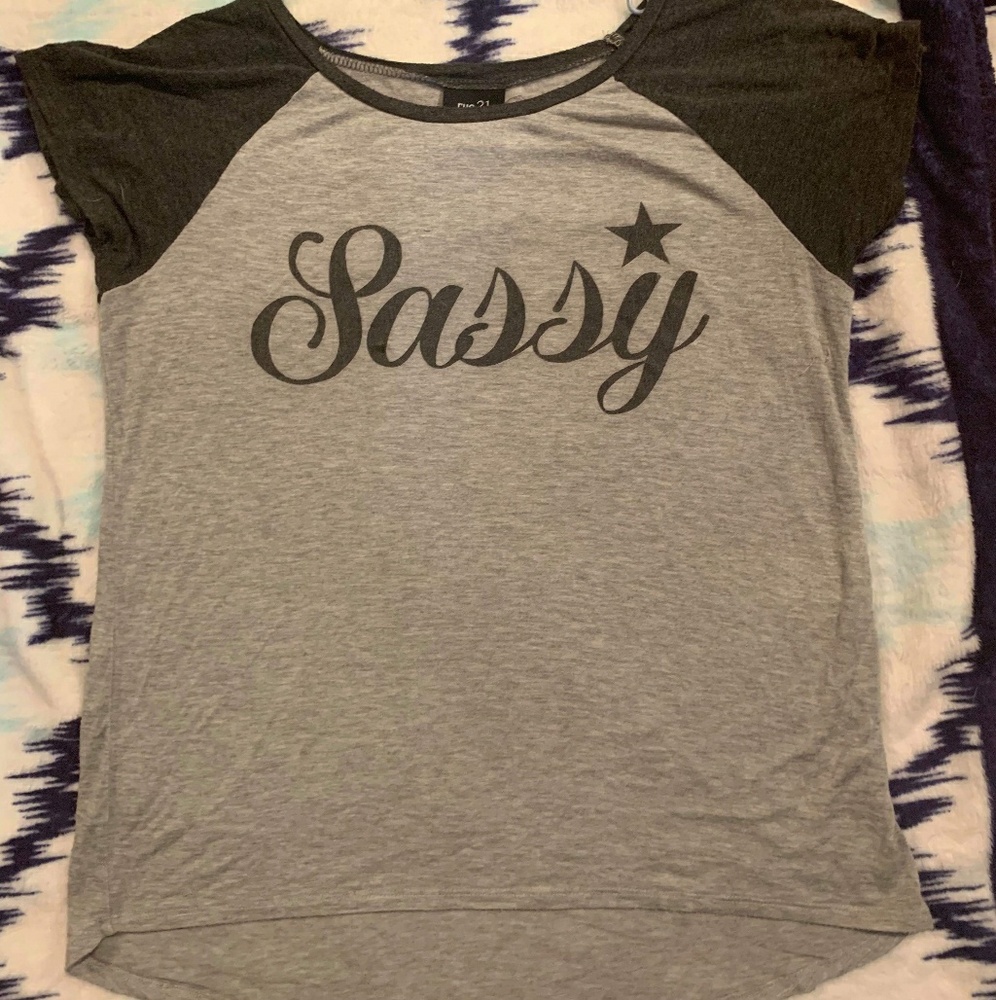 Gray Sassy baseball style tee